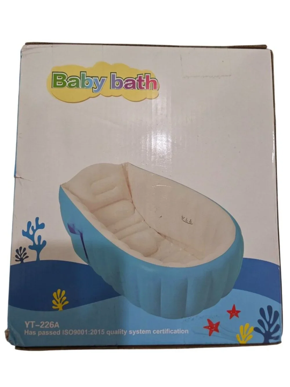 Baby Inflatable Bath Tub With Air Pump Blue PVC 38.5